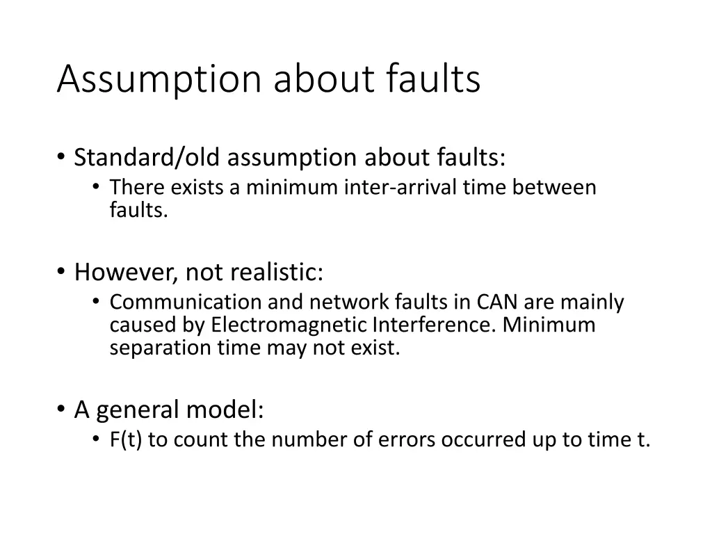 assumption about faults