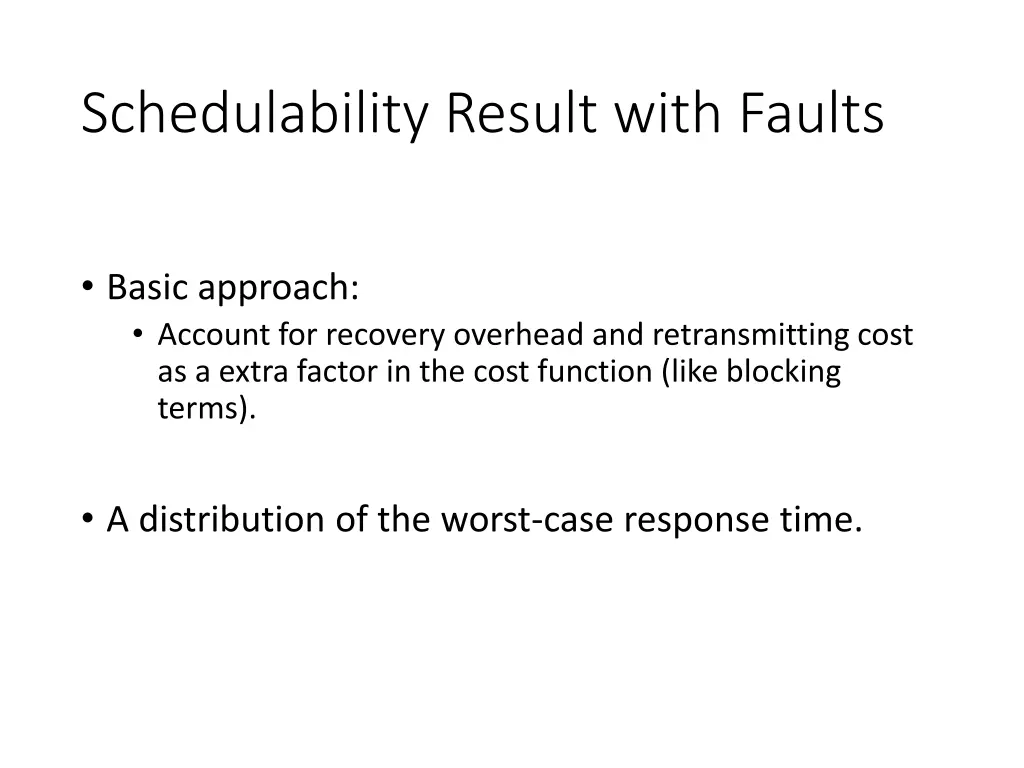 schedulability result with faults