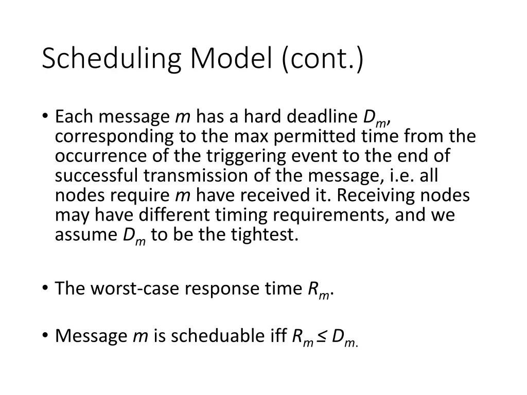 scheduling model cont 1