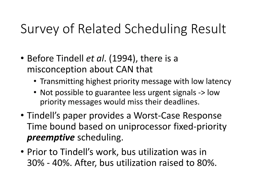 survey of related scheduling result