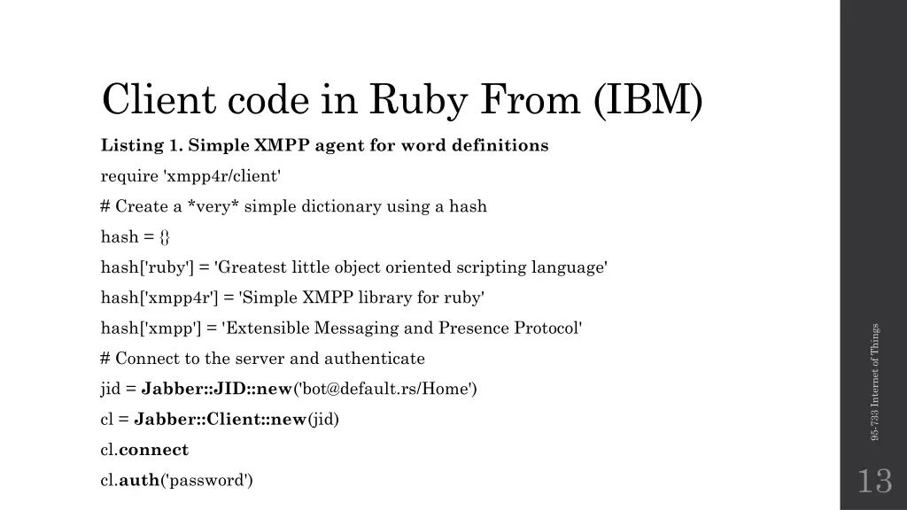 client code in ruby from ibm