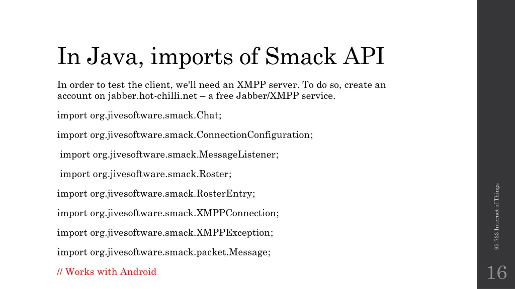 in java imports of smack api