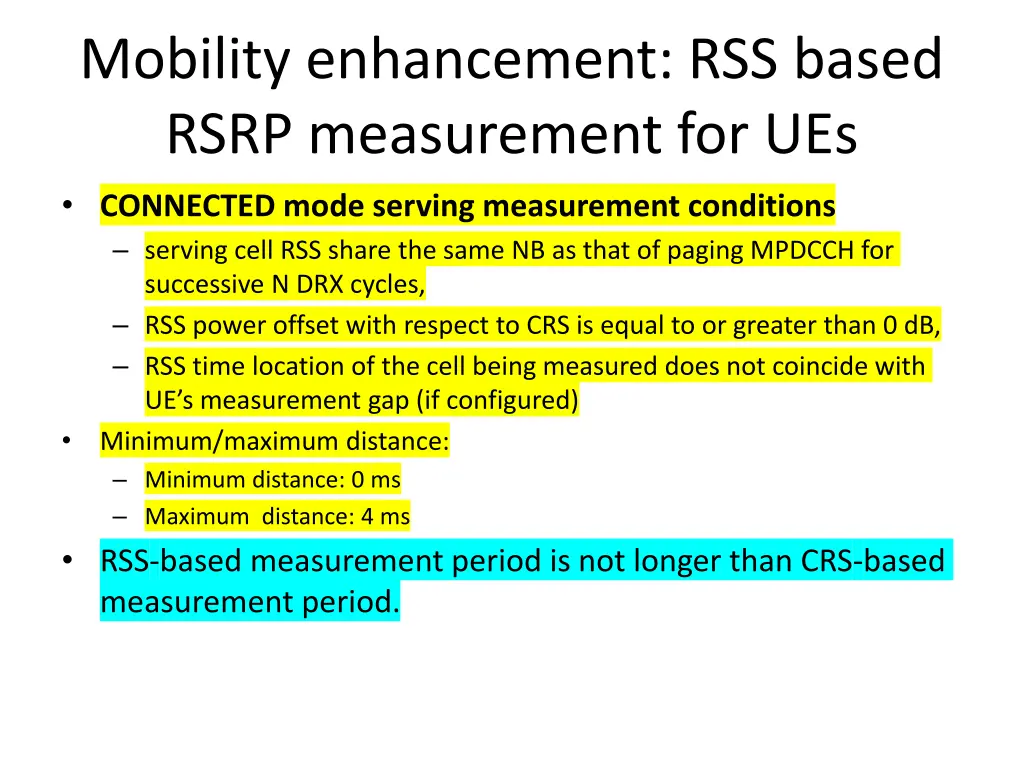 mobility enhancement rss based rsrp measurement 1