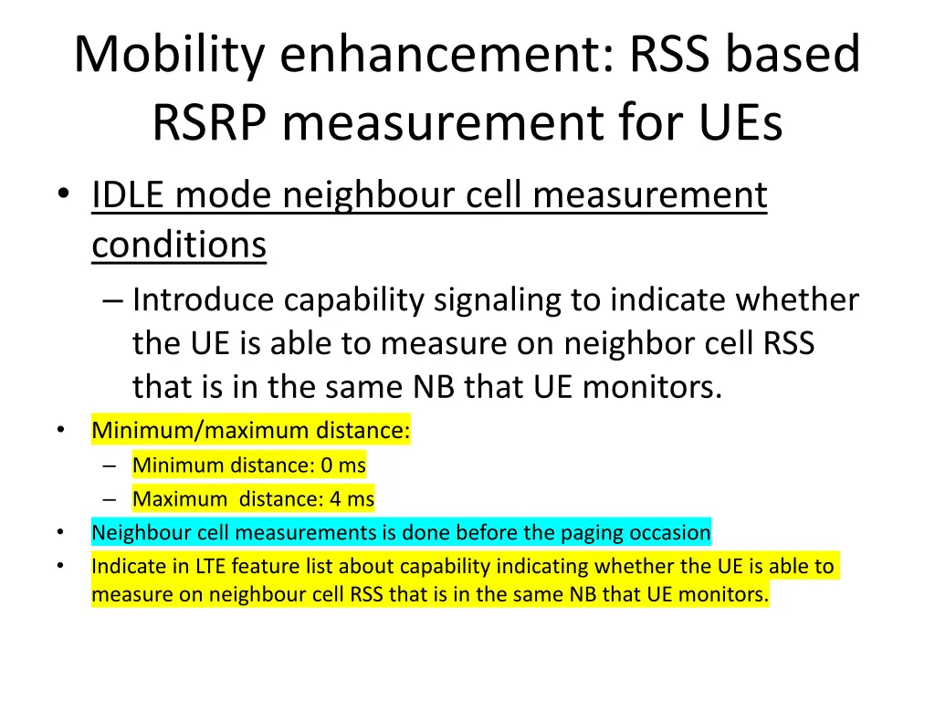 mobility enhancement rss based rsrp measurement