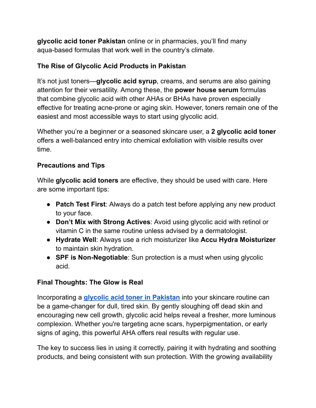 glycolic acid toner pakistan online