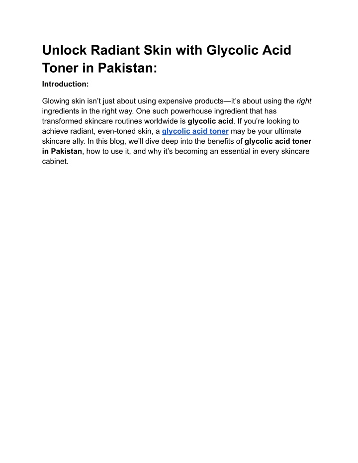 unlock radiant skin with glycolic acid toner
