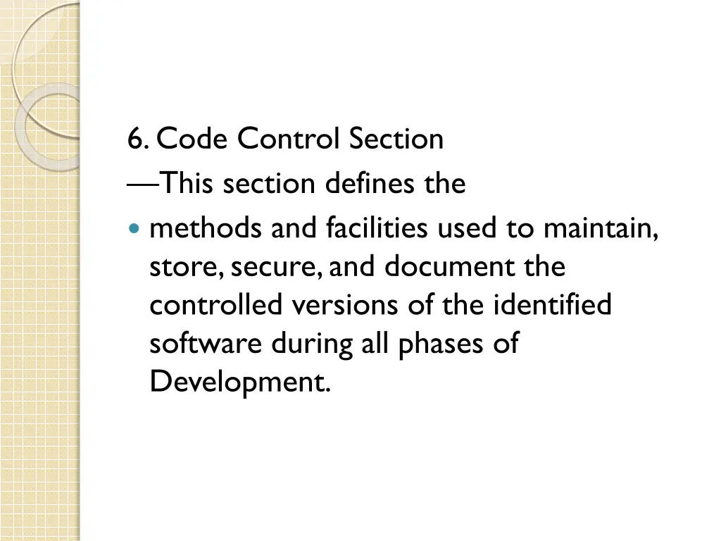 6 code control section this section defines