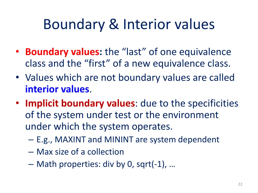 boundary interior values