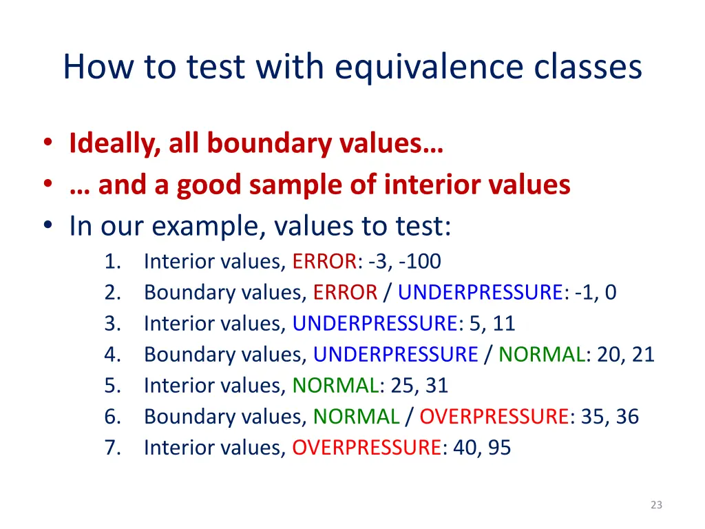 how to test with equivalence classes