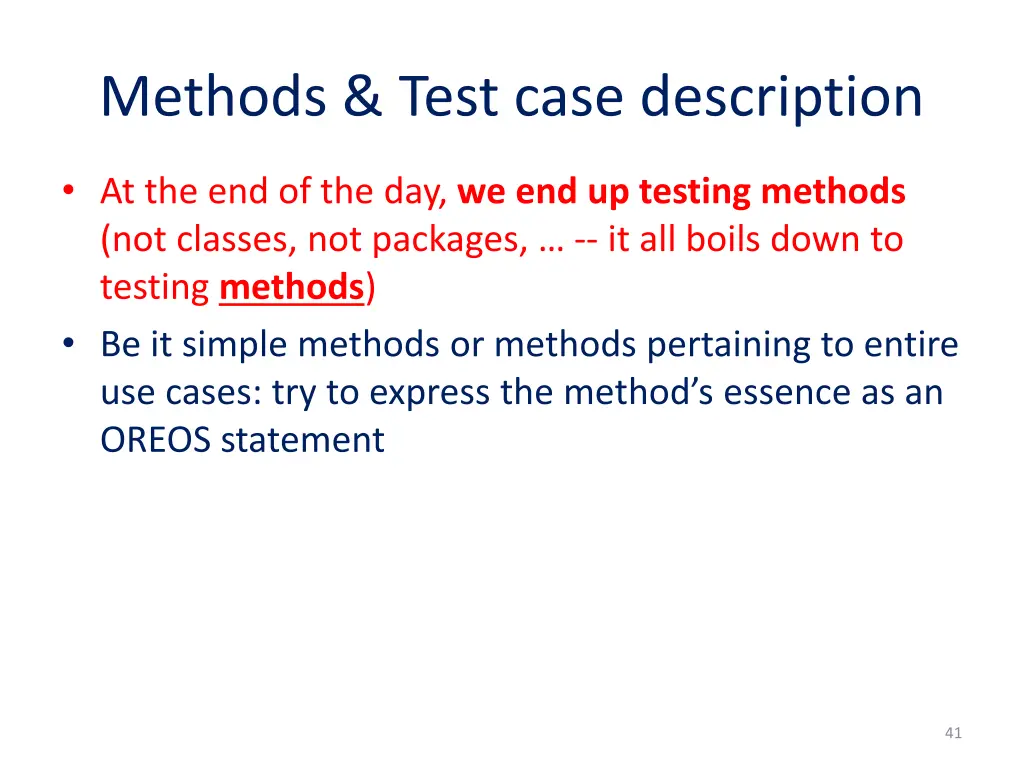 methods test case description
