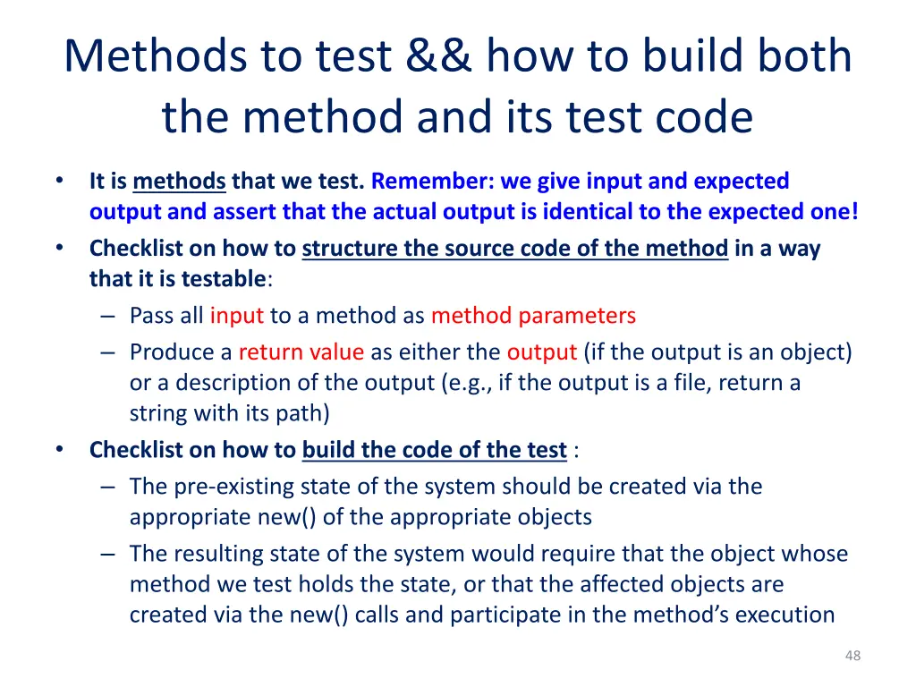 methods to test how to build both the method