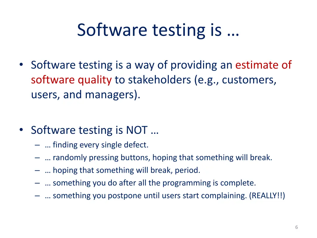 software testing is