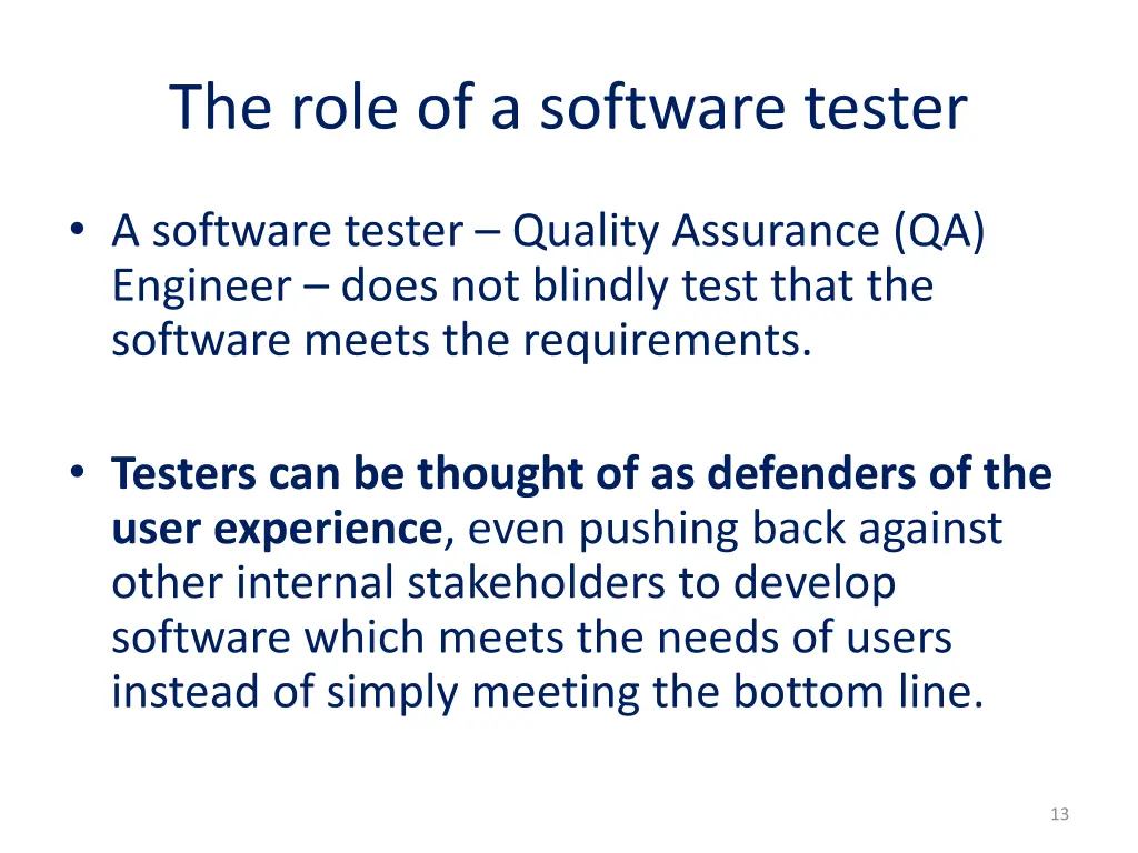 the role of a software tester