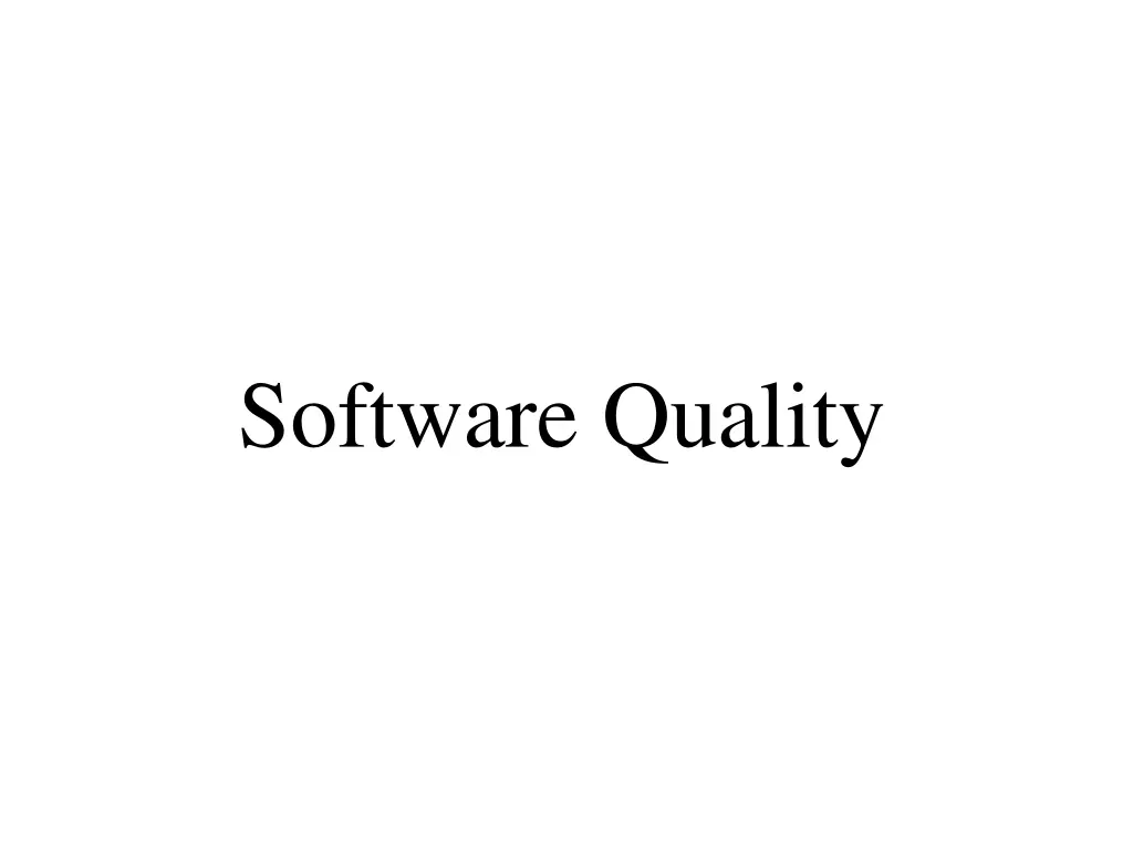 software quality