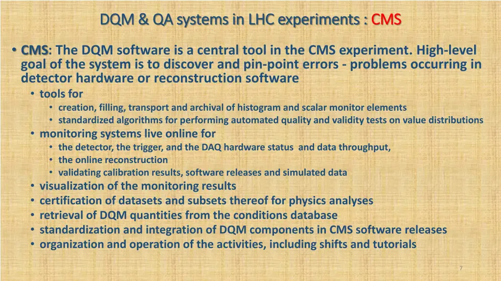 dqm qa systems in lhc experiments dqm qa systems 4