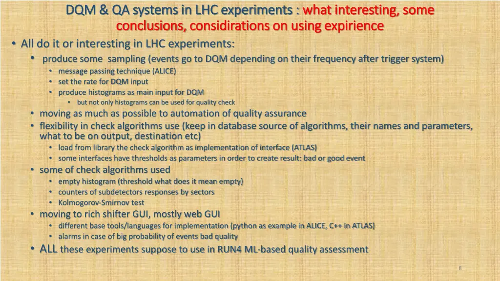 dqm qa systems in lhc experiments dqm qa systems 5