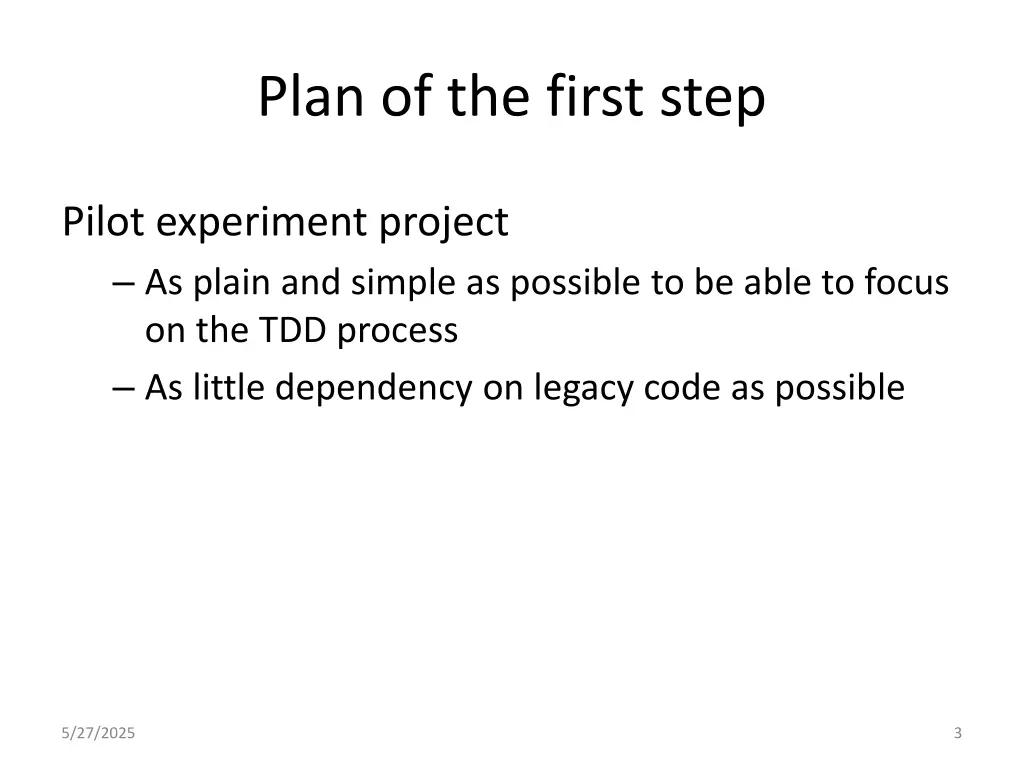 plan of the first step