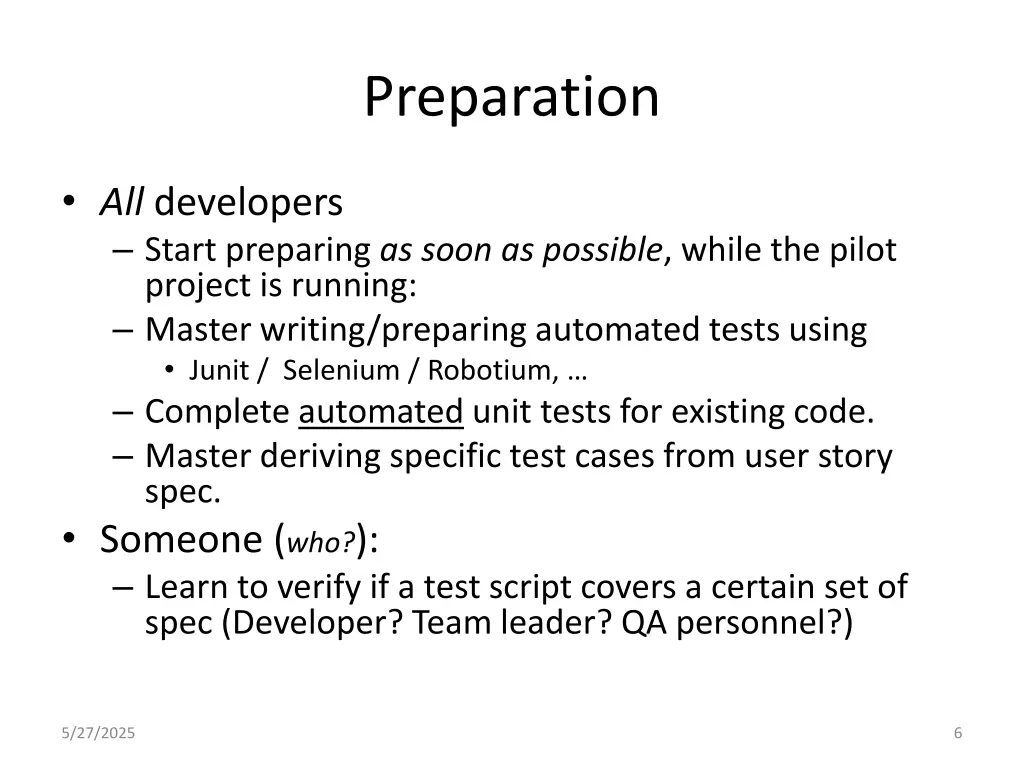 preparation