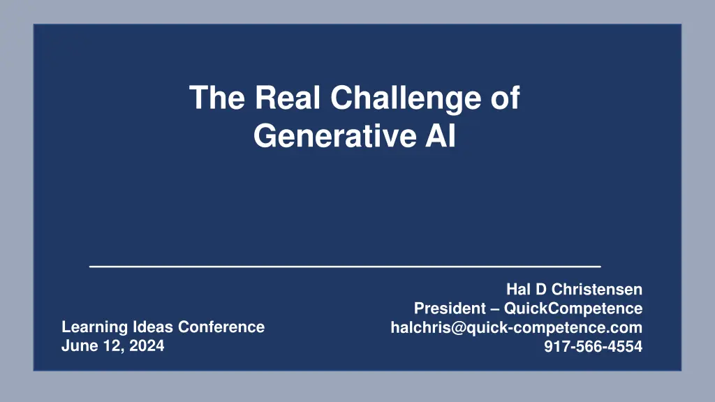 the real challenge of generative ai 1