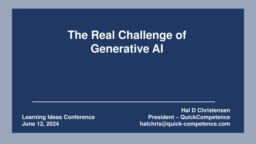 the real challenge of generative ai