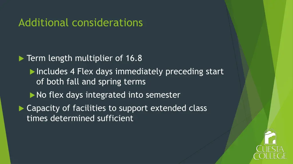additional considerations