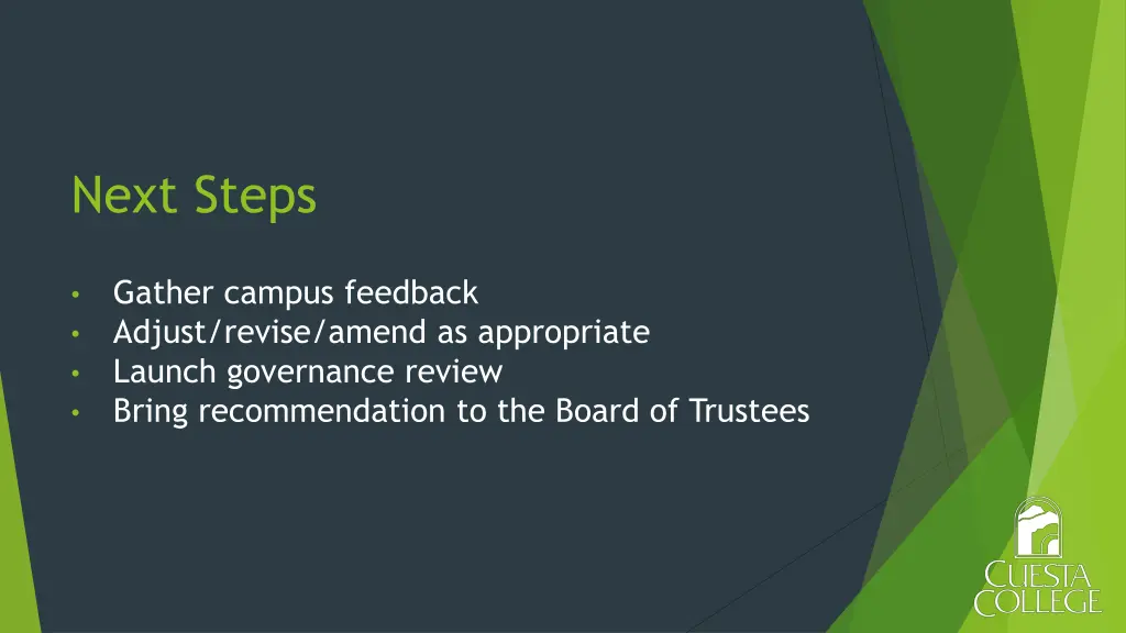 next steps