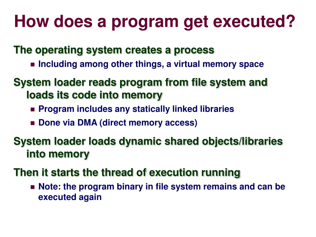 how does a program get executed