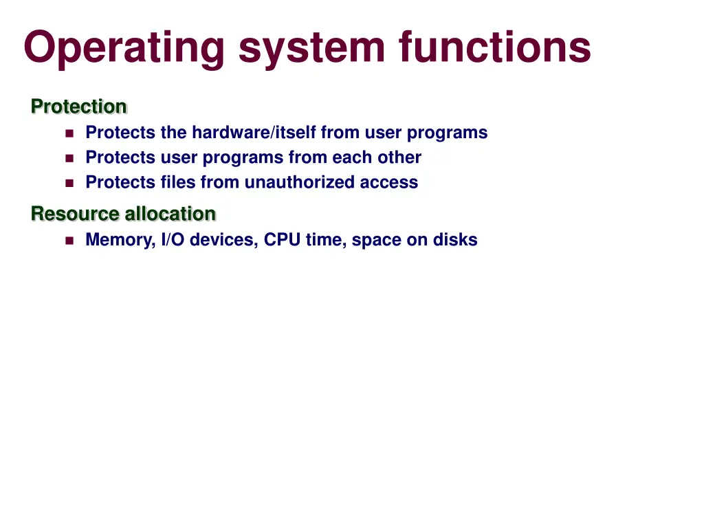 operating system functions