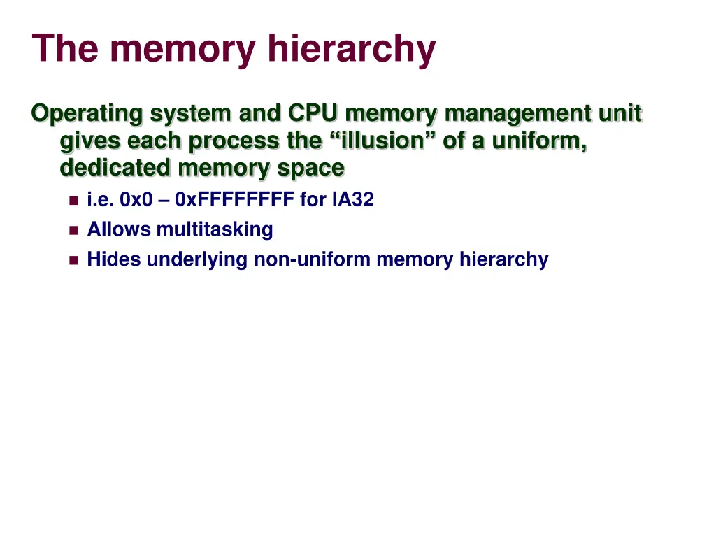 the memory hierarchy