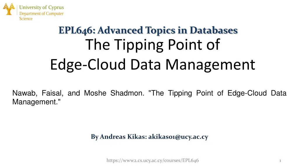 epl646 advanced topics in databases the tipping