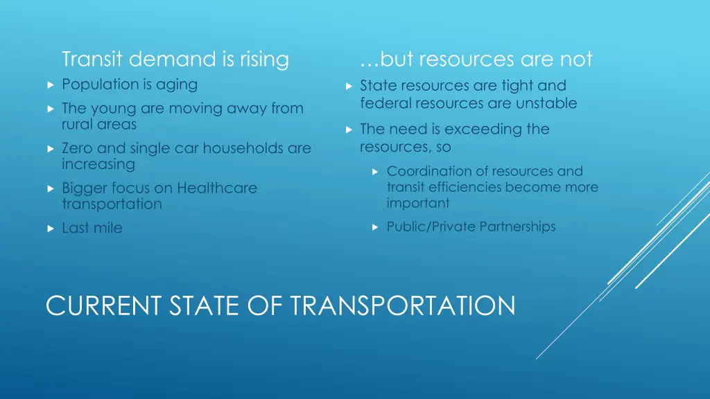 transit demand is rising population is aging