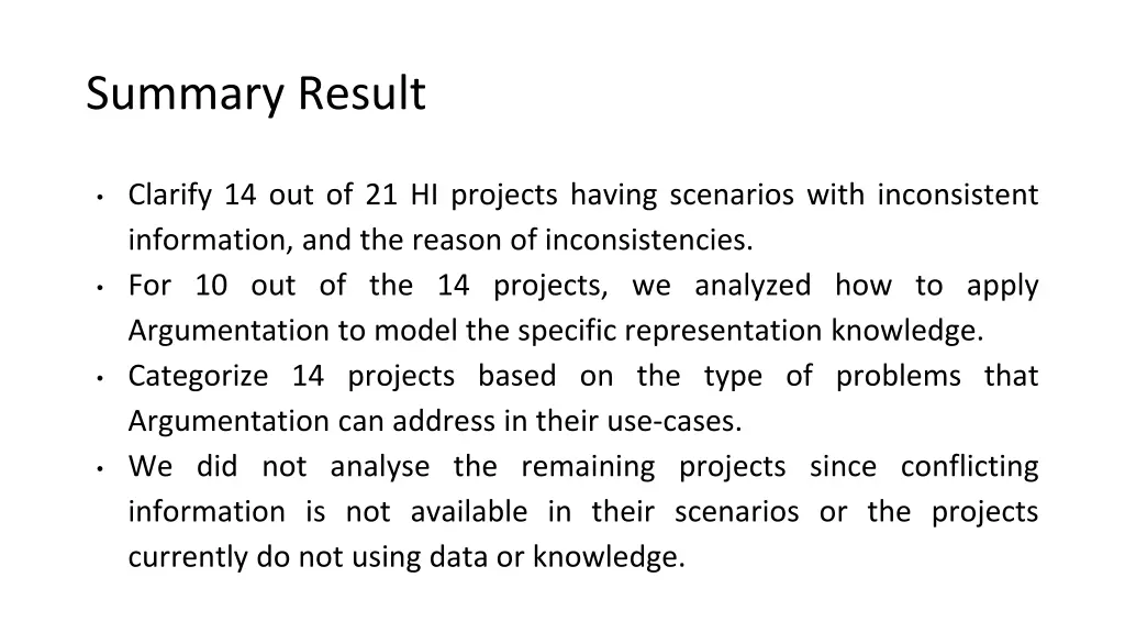 summary result