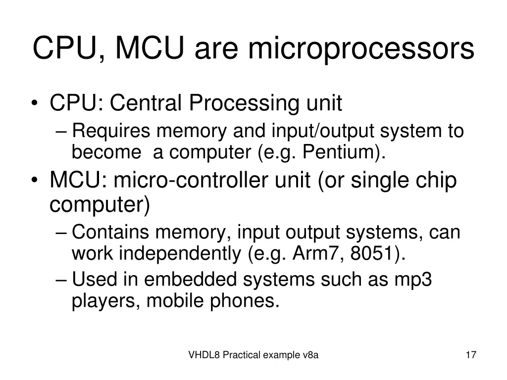 cpu mcu are microprocessors