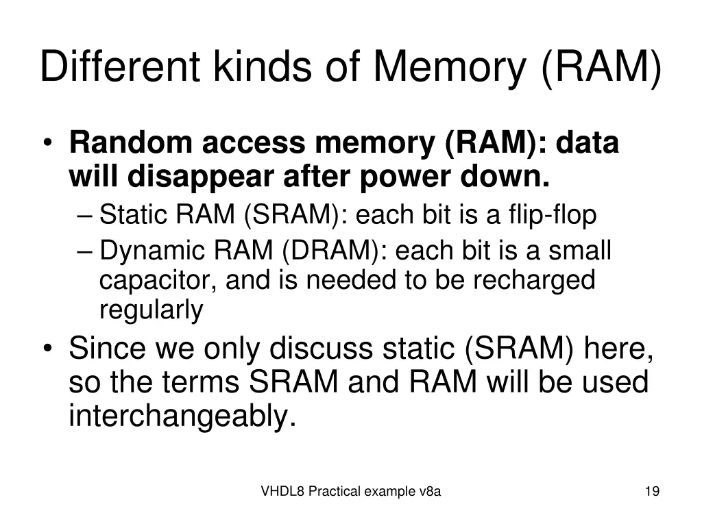 different kinds of memory ram