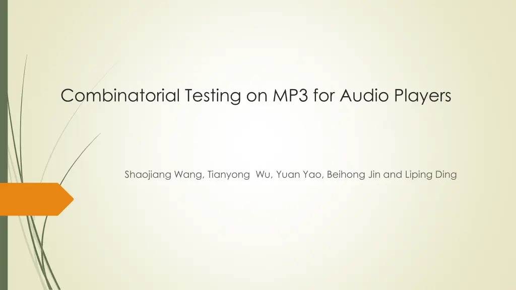 combinatorial testing on mp3 for audio players