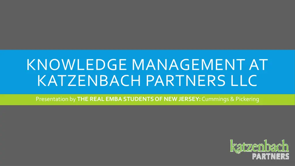 knowledge management at katzenbach partners llc