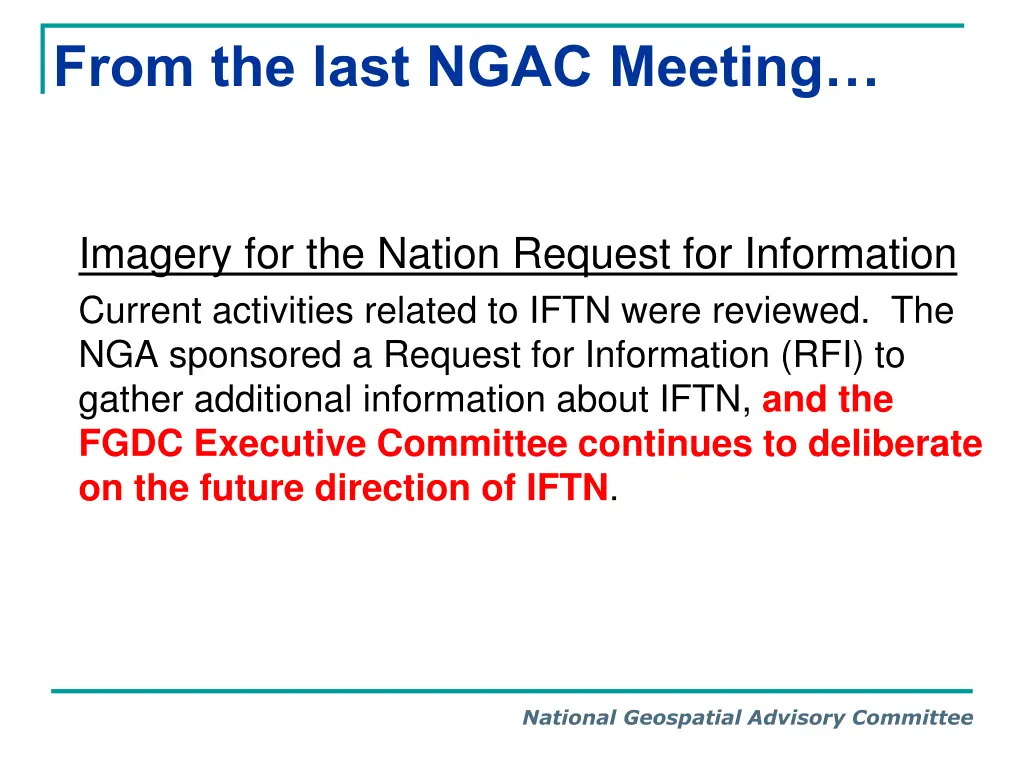 from the last ngac meeting