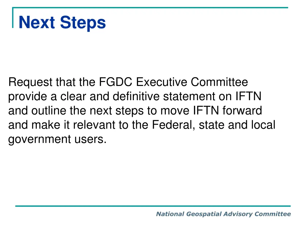 next steps