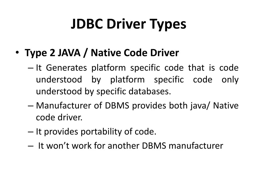 jdbc driver types 1