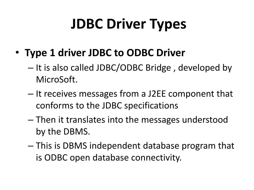 jdbc driver types