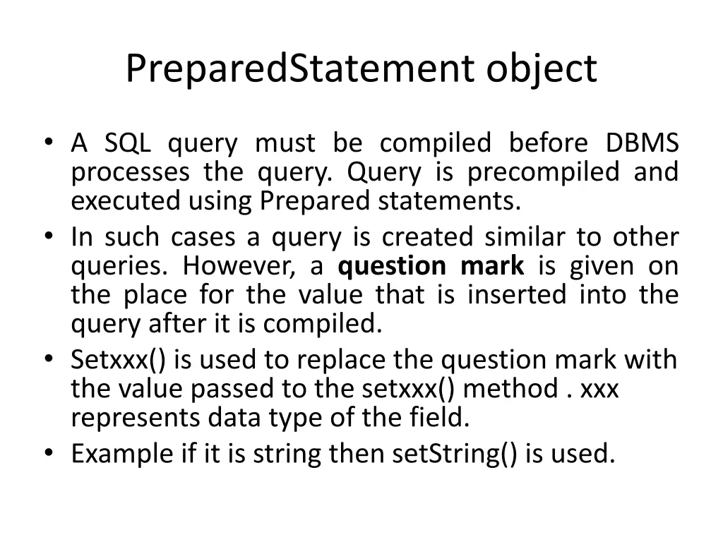 preparedstatement object