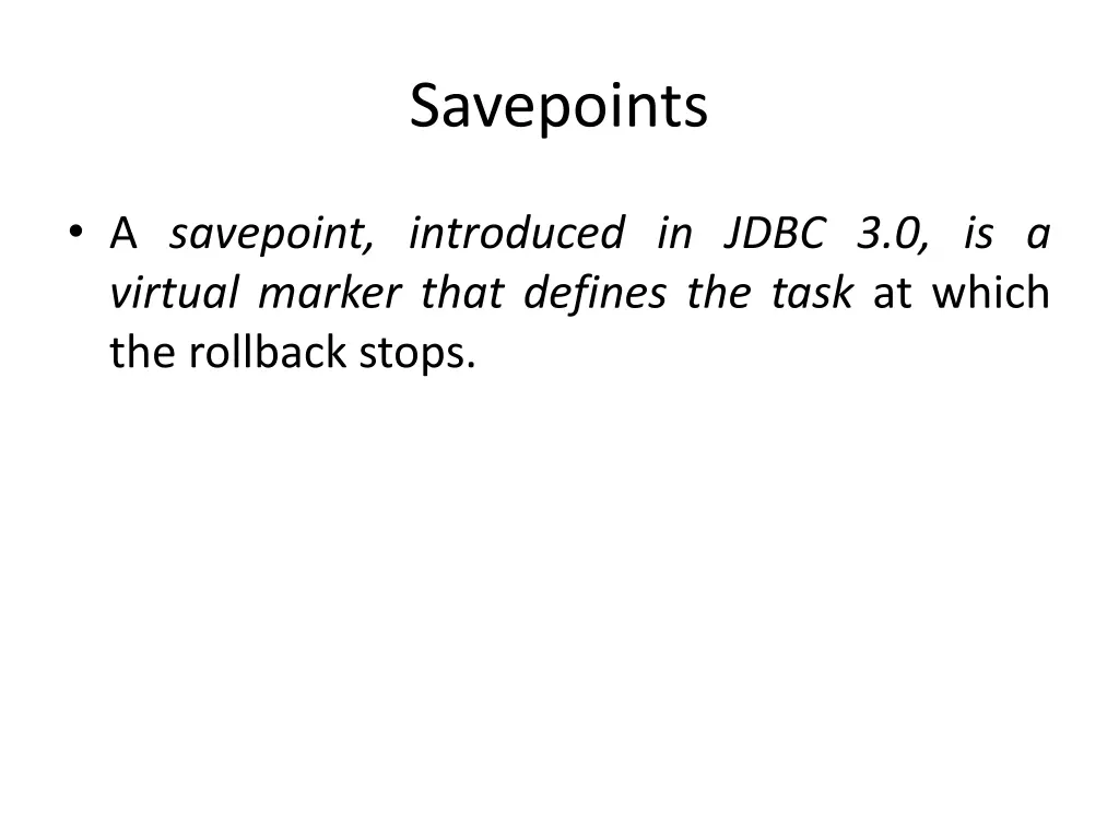 savepoints
