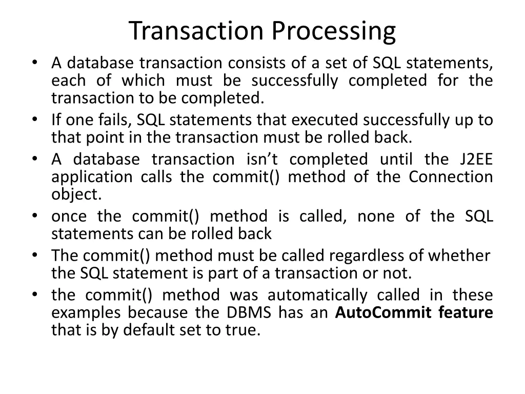 transaction processing a database transaction
