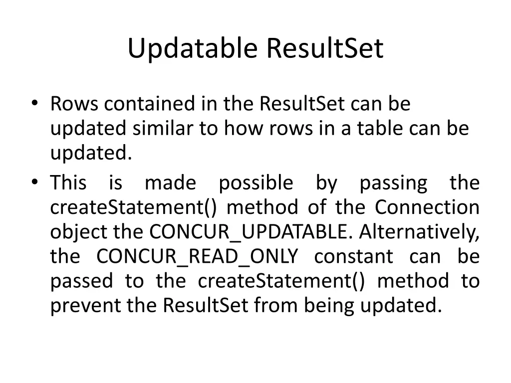 updatable resultset
