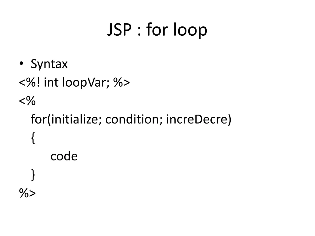 jsp for loop