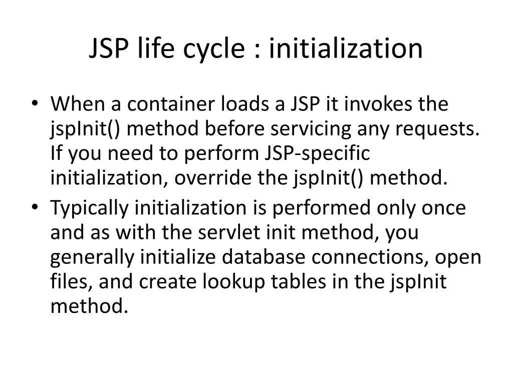 jsp life cycle initialization