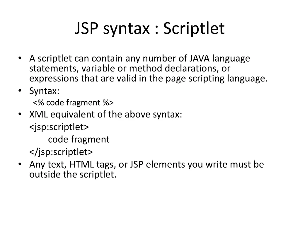 jsp syntax scriptlet
