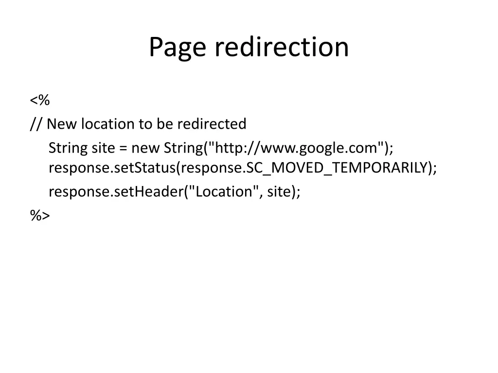 page redirection
