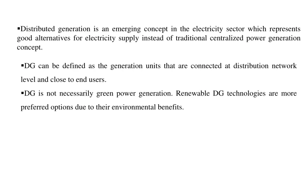 distributed generation is an emerging concept