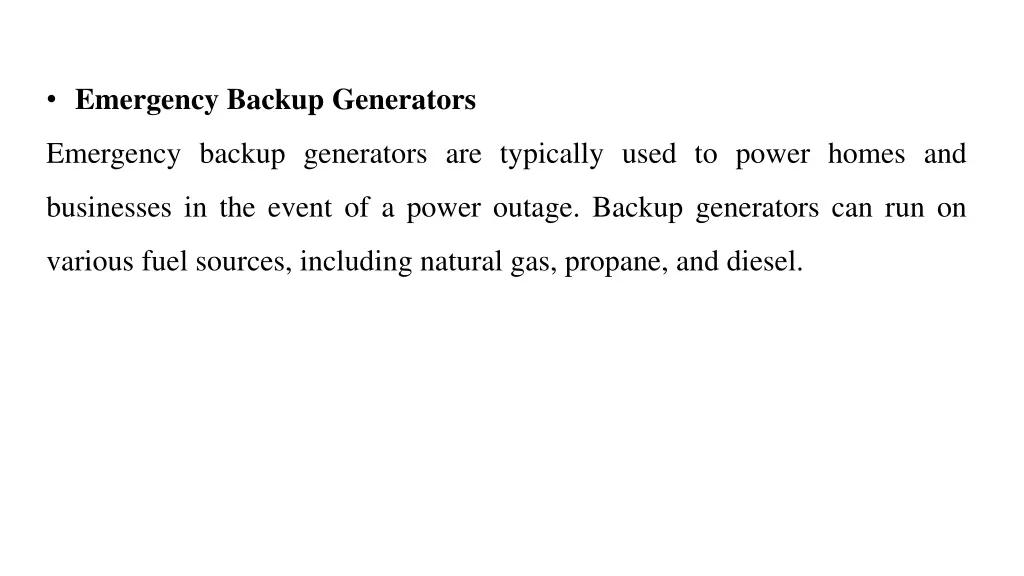emergency backup generators